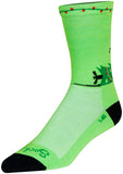 SockGuy Merry Catmas Crew Socks - 6 inch Green/Black Small/Medium