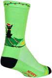 SockGuy Merry Catmas Crew Socks - 6 inch Green/Black Small/Medium