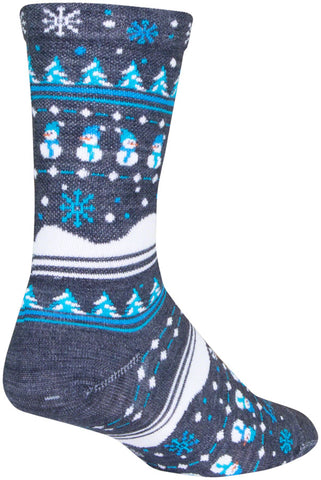 SockGuy Winter Sweater Wool Socks - 6 inch Blue/Gray/White Large/X-Large