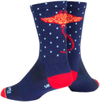 SockGuy Ray Crew Socks - 6 inch Blue/Orange/Red Small/Medium