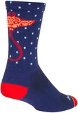 SockGuy Ray Crew Socks - 6 inch Blue/Orange/Red Small/Medium