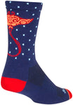 SockGuy Ray Crew Socks - 6 inch Blue/Orange/Red Large/X-Large