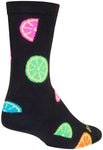 SockGuy Citrus Crew Socks - 6 inch Black/Multi Small/Medium