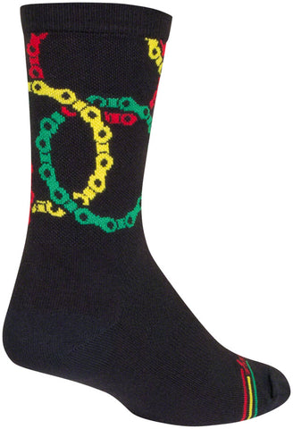 SockGuy Connected Crew Socks - 6 inch Black/Multi Small/Medium