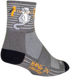 SockGuy Hang in There Classic Socks - 3 inch Gray/Multi Large/X-Large