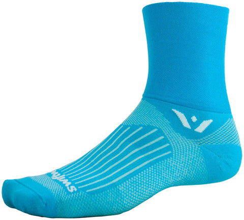 Swiftwick Aspire Four Socks - 4 inch Lagoon Blue Medium