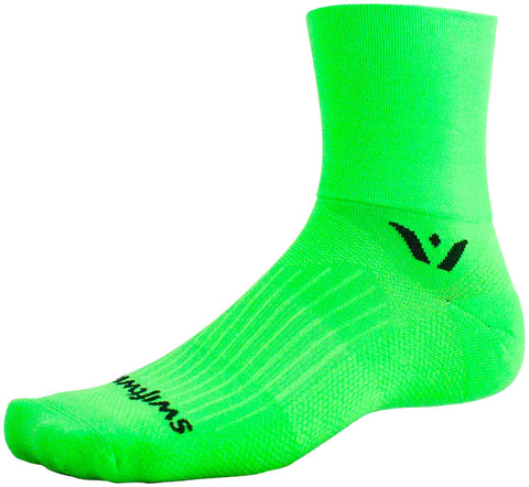 Swiftwick Aspire Four Socks - 4 inch Lime Green X-Large