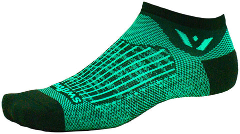 Swiftwick Aspire Zero Socks - No Show Bolt Black Seafoam Large