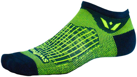 Swiftwick Aspire Zero Socks - No Show Bolt Navy Citron X-Large