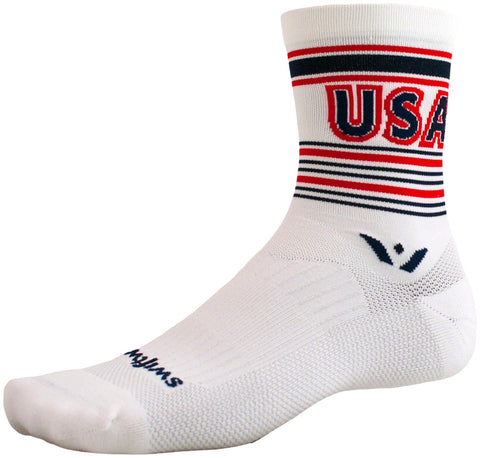 Swiftwick Vision Five Tribute Socks - 5 inch USA Retro Large