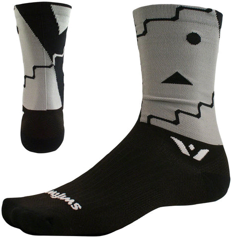 Swiftwick Vision Six Abstract Sock - 6 inch Black Large