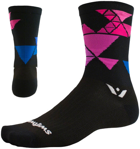 Swiftwick Vision Six Geometric Sock - 6 inch Black Medium