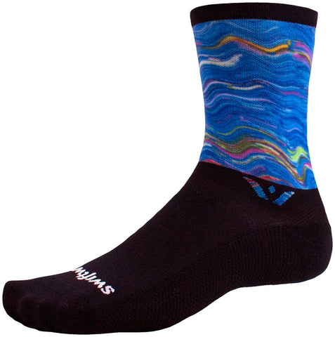 Swiftwick Vision Six Impression Socks - 6 inch Electric Large