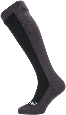 SealSkinz Waterproof Cold Weather Knee Length Socks - 10 inch Black/Gray