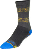 SockGuy Ancient Crew Socks - 6 inch Gray/Yellow/Blue Small/Medium