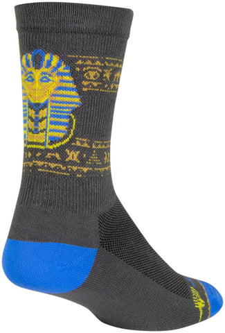 SockGuy Ancient Crew Socks - 6 inch Gray/Yellow/Blue Small/Medium