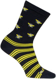 SockGuy Buzz Crew Socks - 6 inch Black/Yellow Small/Medium