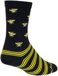 SockGuy Buzz Crew Socks - 6 inch Black/Yellow Small/Medium