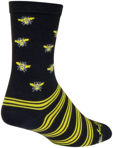 SockGuy Buzz Crew Socks - 6 inch Black/Yellow Large/X-Large