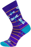 SockGuy Dragonflies Crew Socks - 6 inch Purple/Blue/Orange Small/Medium