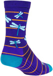 SockGuy Dragonflies Crew Socks - 6 inch Purple/Blue/Orange Small/Medium