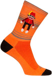 SockGuy Funky Monkey Crew Socks - 6 inch Orange/Red/Brown Large/X-Large