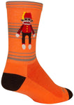 SockGuy Funky Monkey Crew Socks - 6 inch Orange/Red/Brown Small/Medium