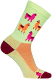 SockGuy Mo' Llamas Crew Socks - 6 inch Green/Pink/Orange Large/X-Large