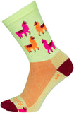 SockGuy Mo' Llamas Crew Socks - 6 inch Green/Pink/Orange Large/X-Large