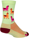 SockGuy Mo' Llamas Crew Socks - 6 inch Green/Pink/Orange Large/X-Large