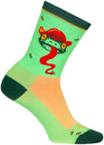 SockGuy Ribbit Crew Socks - 6 inch Green/Red/Orange Large/X-Large