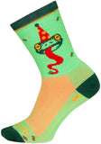 SockGuy Ribbit Crew Socks - 6 inch Green/Red/Orange Small/Medium