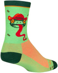 SockGuy Ribbit Crew Socks - 6 inch Green/Red/Orange Small/Medium