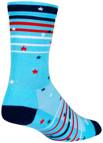 SockGuy Sparkler Crew Socks - 6 inch Red/White/Blue Small/Medium