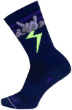 SockGuy Thunder Crew Socks - 6 inch Navy/Purple/Green Small/Medium