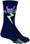 SockGuy Thunder Crew Socks - 6 inch Navy/Purple/Green Large/X-Large