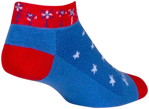 SockGuy Pinwheel Classic Low Socks - 1 inch Red/White/Blue Women's