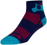 SockGuy Bella Classic Low Socks - 2 inch Blue/Red Women's Small/Medium