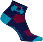 SockGuy Bella Classic Low Socks - 2 inch Blue/Red Women's Small/Medium