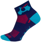 SockGuy Bella Classic Low Socks - 2 inch Blue/Red Women's Small/Medium