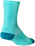 SockGuy Aqua Stripes SGX Socks - 6 inch Aqua Small/Medium