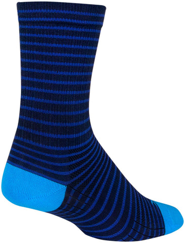 SockGuy Navy Stripes SGX Socks - 6 inch Navy Large/X-Large