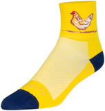 SockGuy Cluck Classic Socks - 3 inch Yellow/Blue Small/Medium