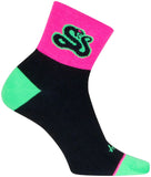 SockGuy Strike Classic Socks - 3 inch Pink/Black/Green Large/X-Large