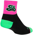 SockGuy Strike Classic Socks - 3 inch Pink/Black/Green Large/X-Large