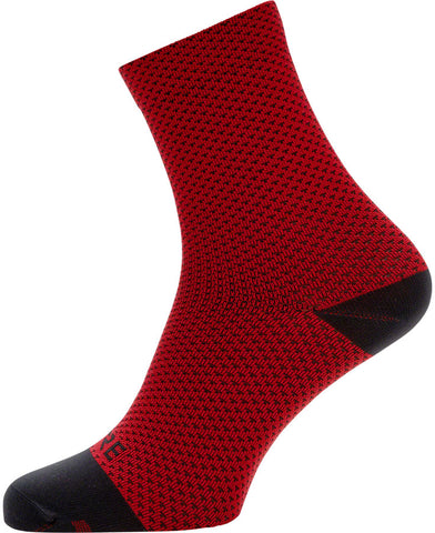 GORE® C3 Dot Mid Socks - Red/Black 6.7 Cuff Fits Sizes 10.5-12