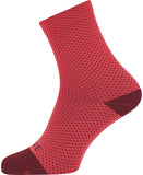 GORE® C3 Dot Mid Socks - Hibiscus Pink/Chestnut Red 6.7 Cuff Fits Sizes 10.5-