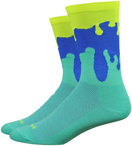 DeFeet, Aireator 6'', Socks, Celeste/Hi-Vis Yellow/Blue, XL