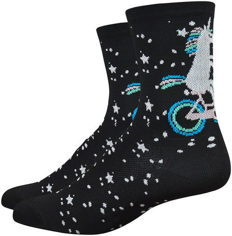 DeFeet Aireator Unicorn Socks - 4 inch Black Women's Medium