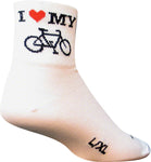 SockGuy Classic I Love My Bike Socks 3 inch White